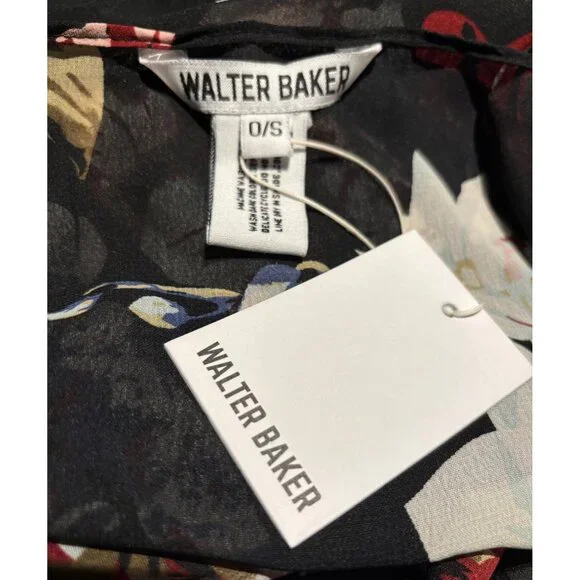 Walter Baker Tulum Caftan O/S Tropical Print Black